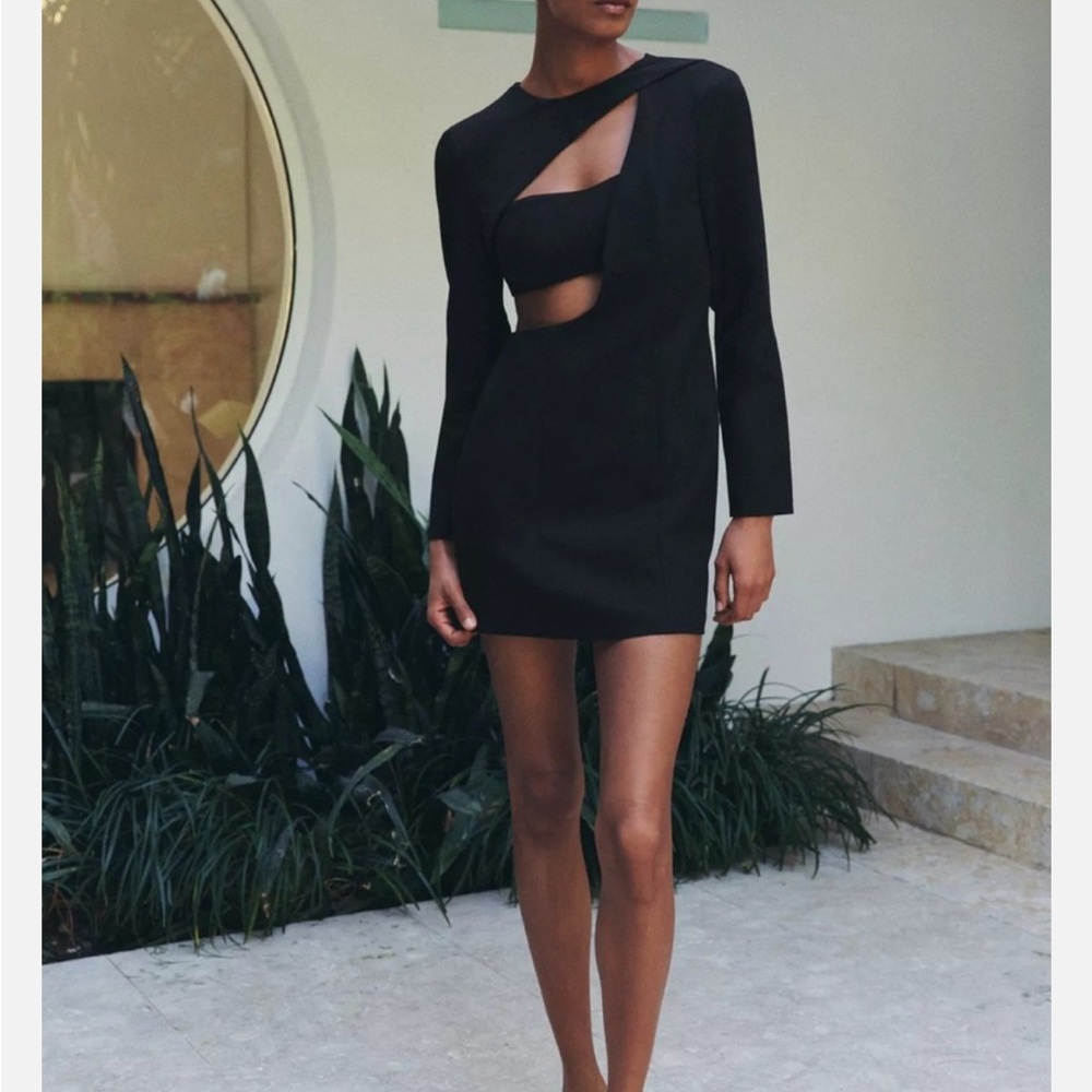 ZARA NWT Elegant Black Cut-Out Dress